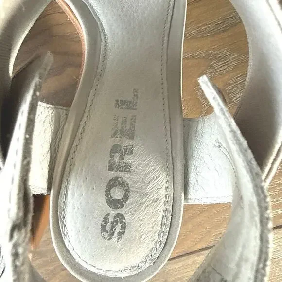 Sorel Nadia™ Leather Block Heeled Sandal Women’s Size 7.5 in Dove Gray EUC - Picture 8 of 10
